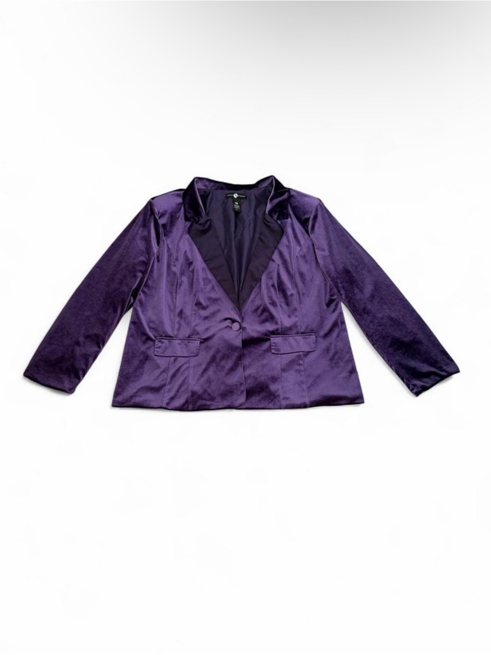 Ashley Stewart Purple Satin Single-Button Blazer Jacket